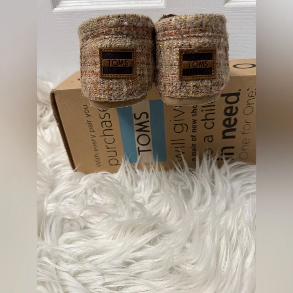 Toms Brown Tweed Flats - Picture 3 of 5